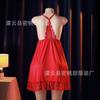 Sexy Pajamas Hot Neck Red Dress Home Pajamas Sexy Lace Suspender Nightdress