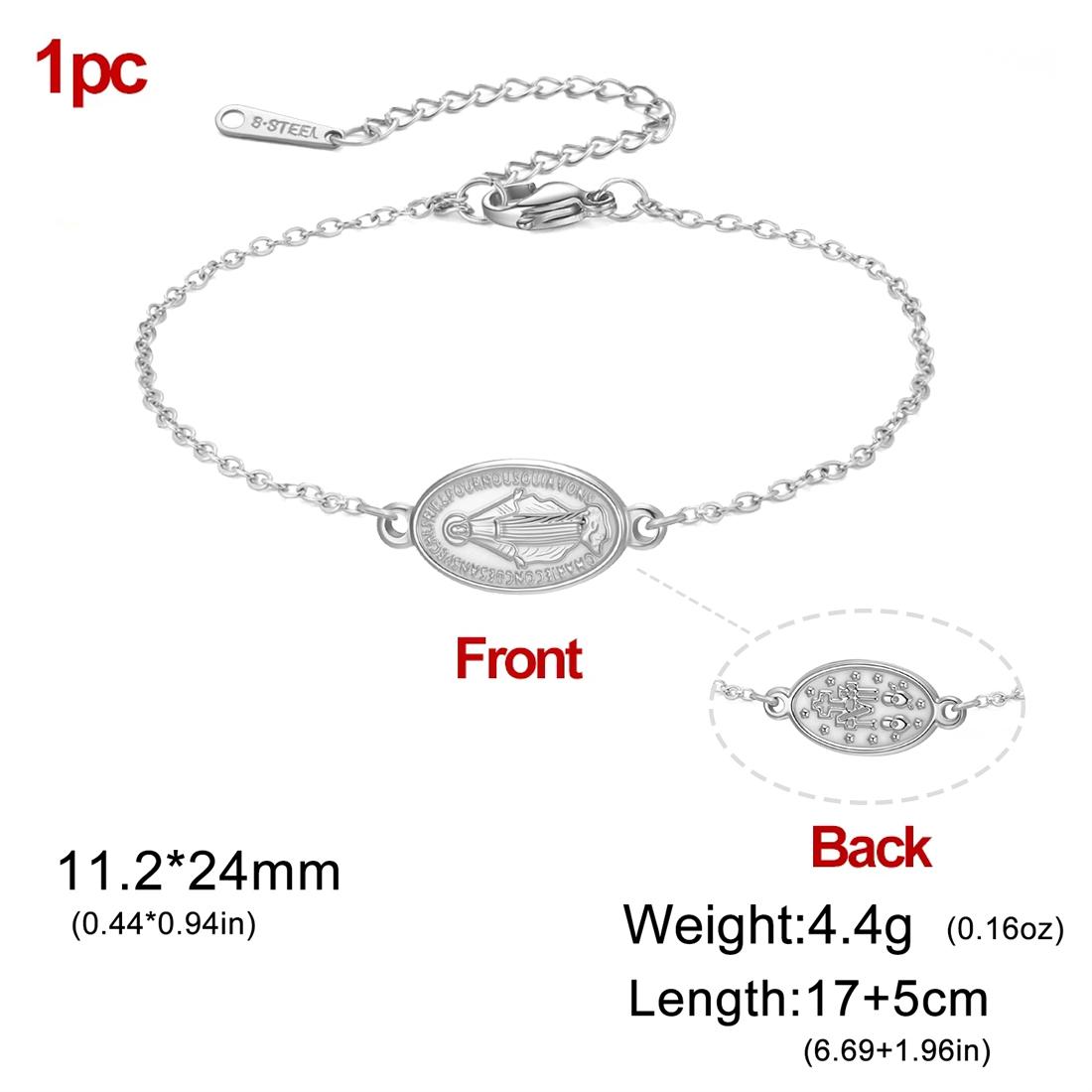 

Virgin Mary Bracelets Stainless Steel Mysterious Talisman Bracelet for Women Men Double-sided Amulet Jewelry Gifts