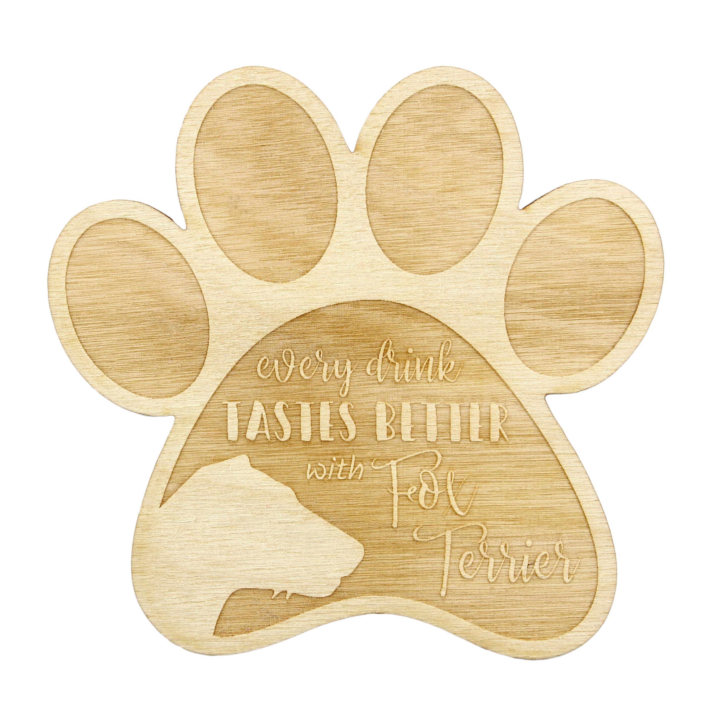 

Fox Terrier Wire - Mug coaster, engraved coaster with dog, gift for dog lover by Art-Dog brand