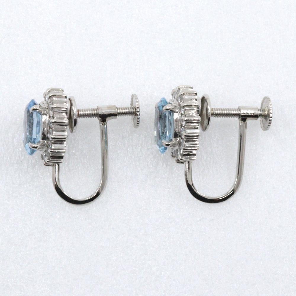 Earring Pt900Platinum/Aquamarine/diamond 4.3g Women Used
