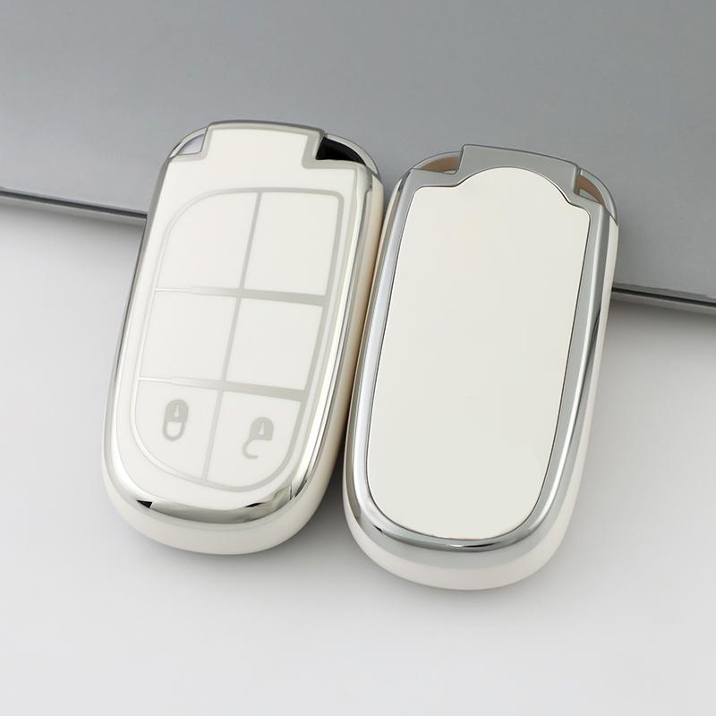 2/3/5 Buttons Silver Edge For Jeep Grand Cherokee Renegade Chrysler 300 Dodge RAM Challenger Journey Car Remote Key Case Cover Accessories