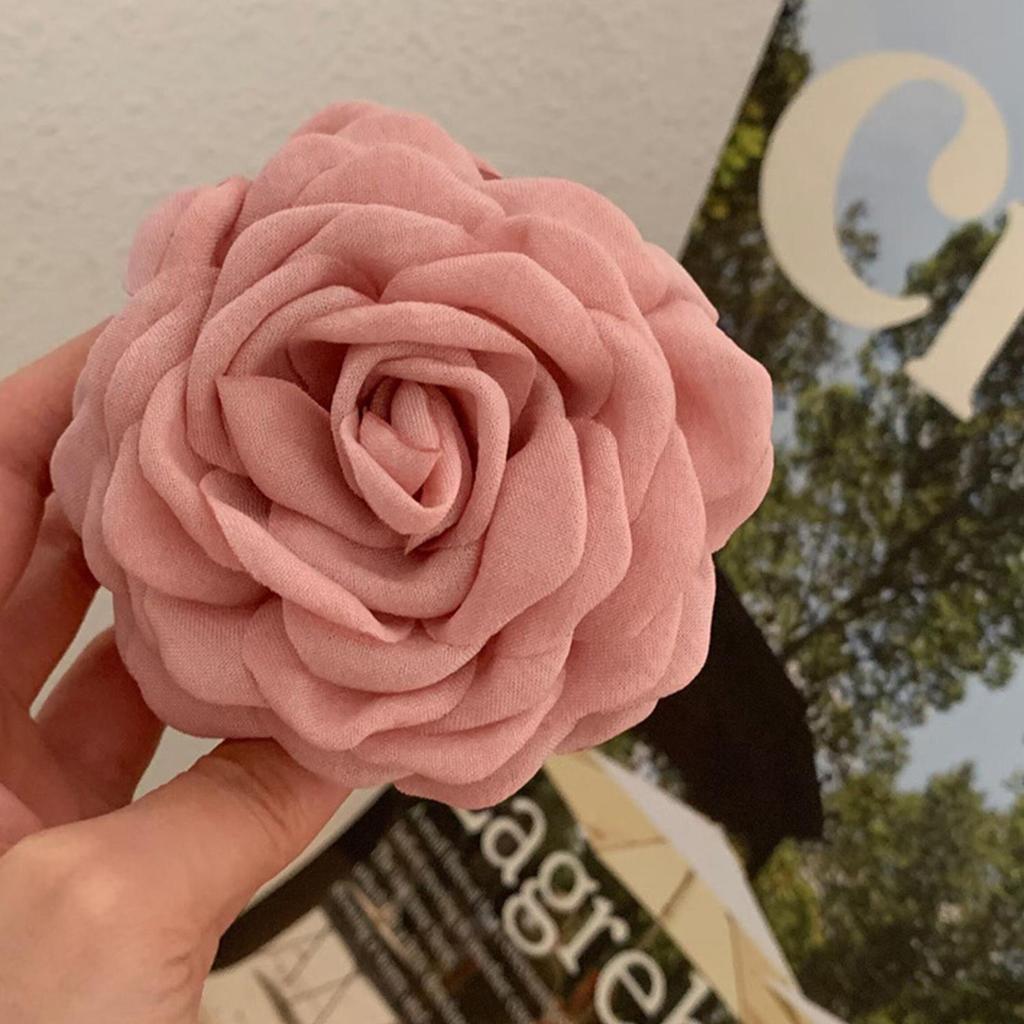 Large Size Fabric Rose Hair Clamp Solid Color Hair Claw Clip For Women Flower Hair Clips Shark Clips Headdress Hair Accessories