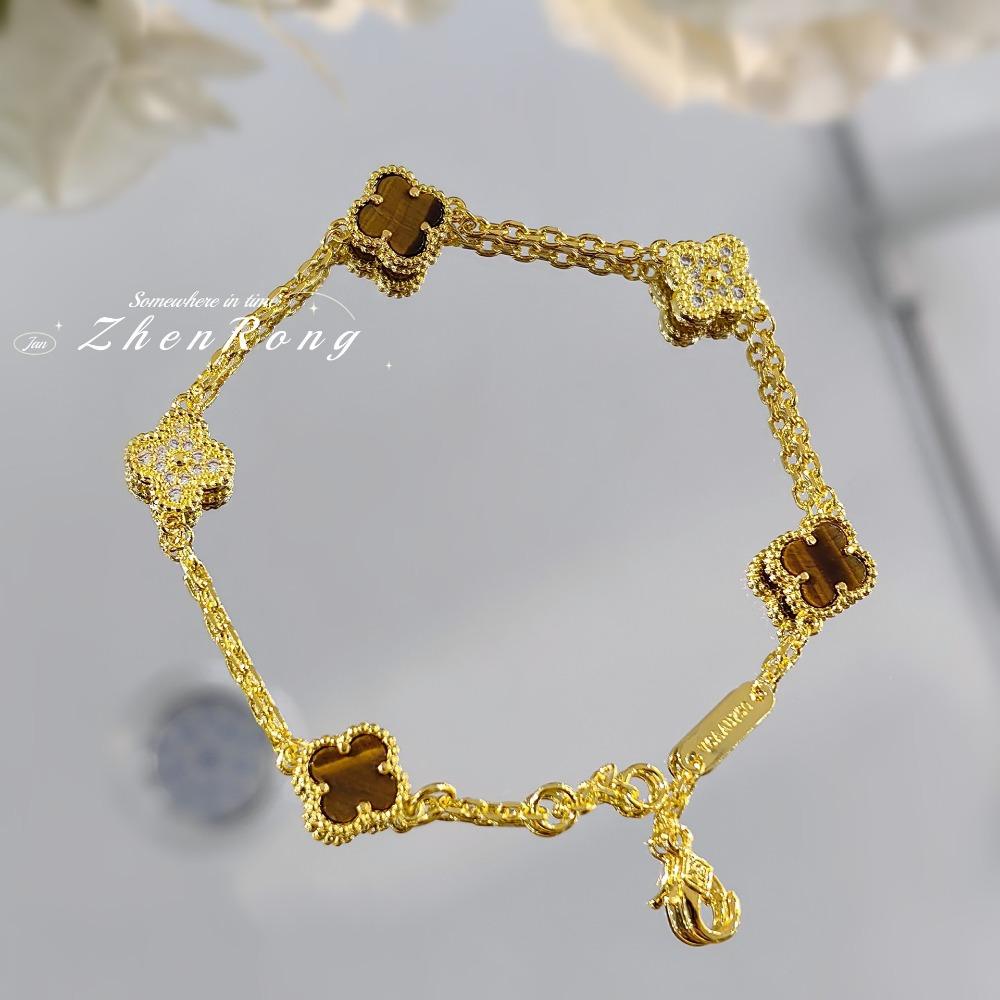 Mini Four-leaf Clover Carnelian Bracelet Lucky Clover White Mother-of-pearl Bracelet for Women