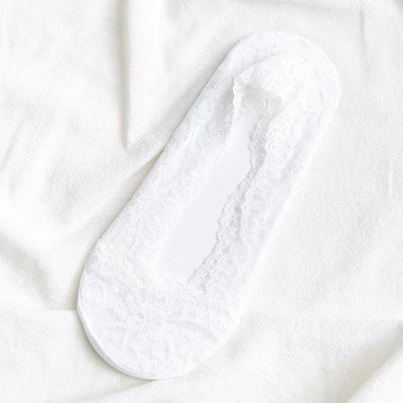 

упаковка Женские летние носки для девочек Silica Transparent Lace Boat Socks для девочек из хлопка Невидимые противоскользящие носки No Slip No Show Socks one size