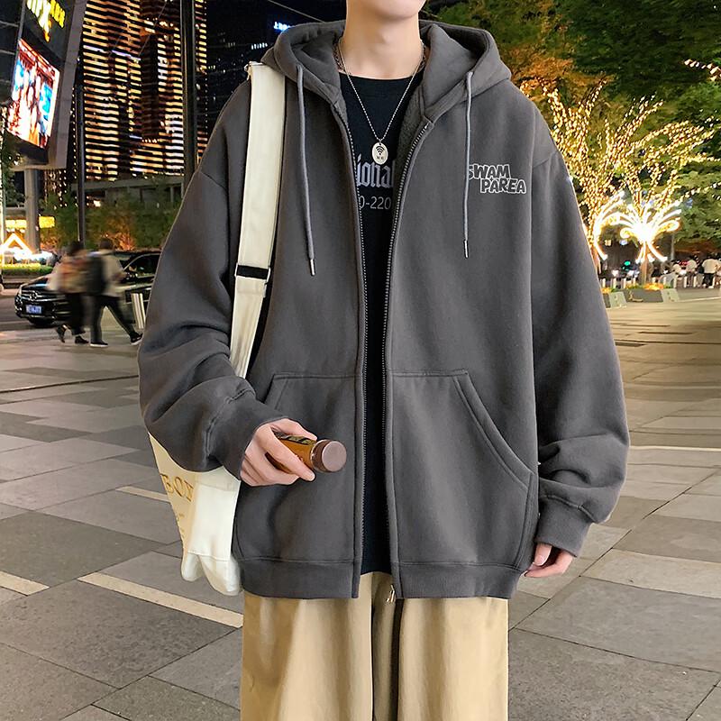 SWAMP AREA Men's Casual Hooded Zip-Up Sweatshirt