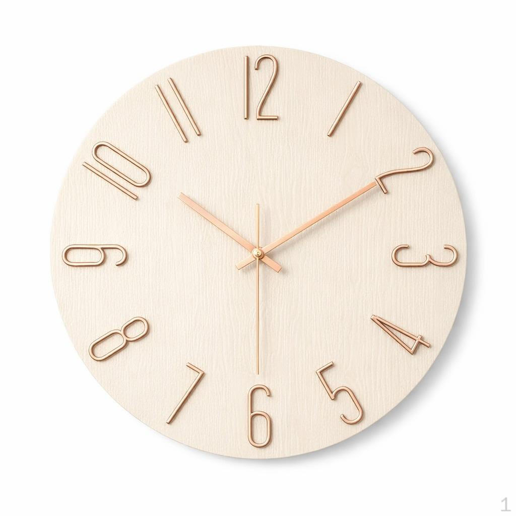 12 Inch Wall Clock, Modern Silent Clocks Battery Operated, Home Living Room Bedroom Kitchen