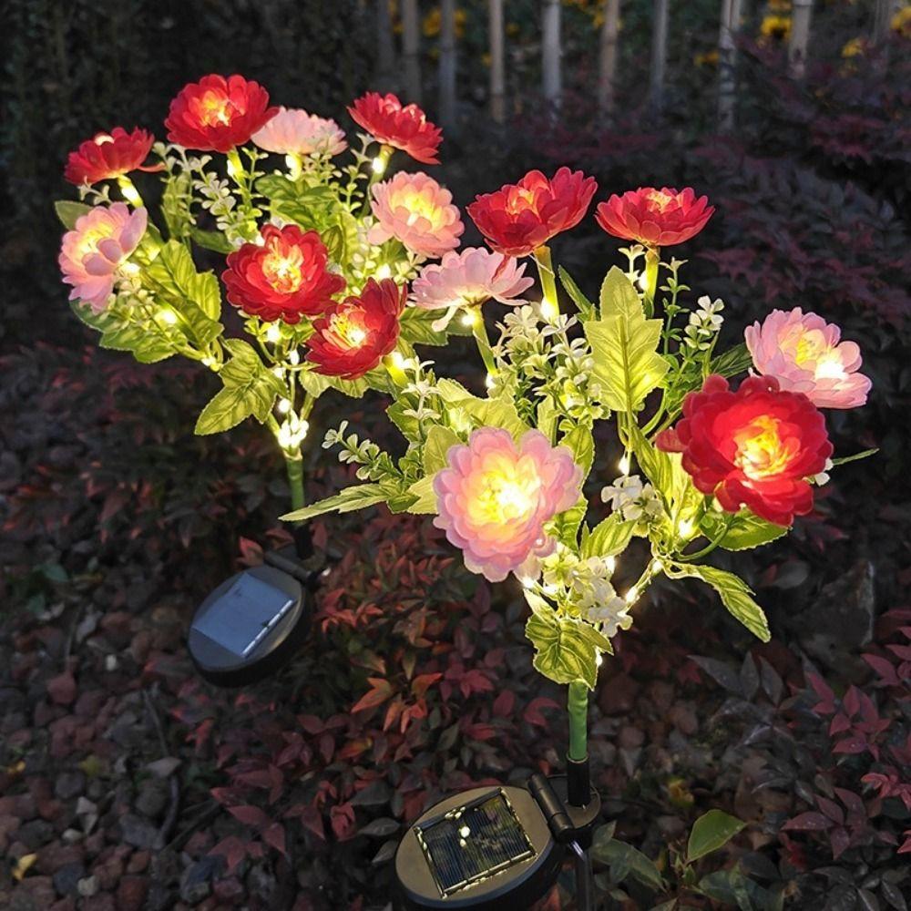 7 Heads LED Snow Lotus Lights Colorful Waterproof Solar Lotus Flower Lights Decorative Solar Powered Solar Lawn Lights