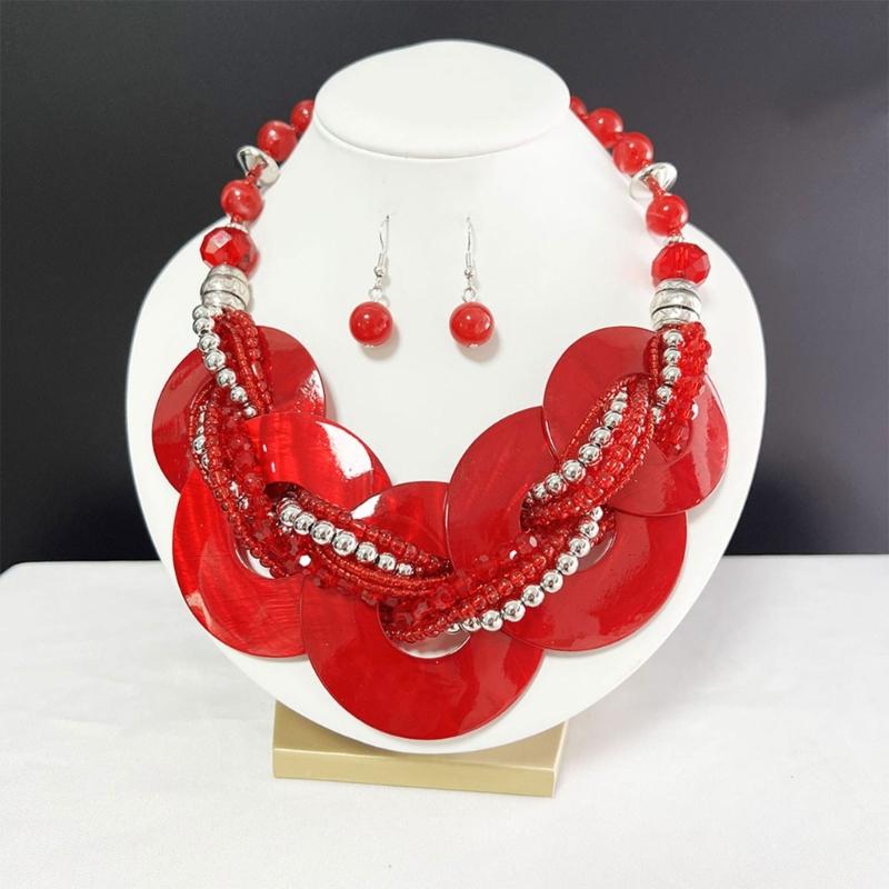 Elegant Shell Jewelry Set With Geometric Design Lightweight Sturdy For Daily Wear And Special Occasions Multiple Color Options