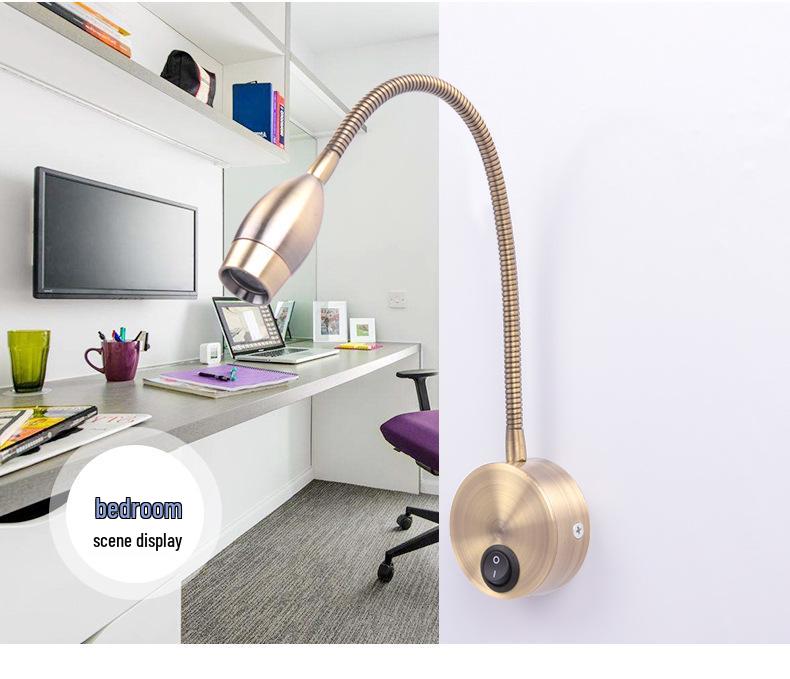 European LED Bedside Spotlight KLZ032A – Bedroom & Hotel Reading Light with Flexible Hose