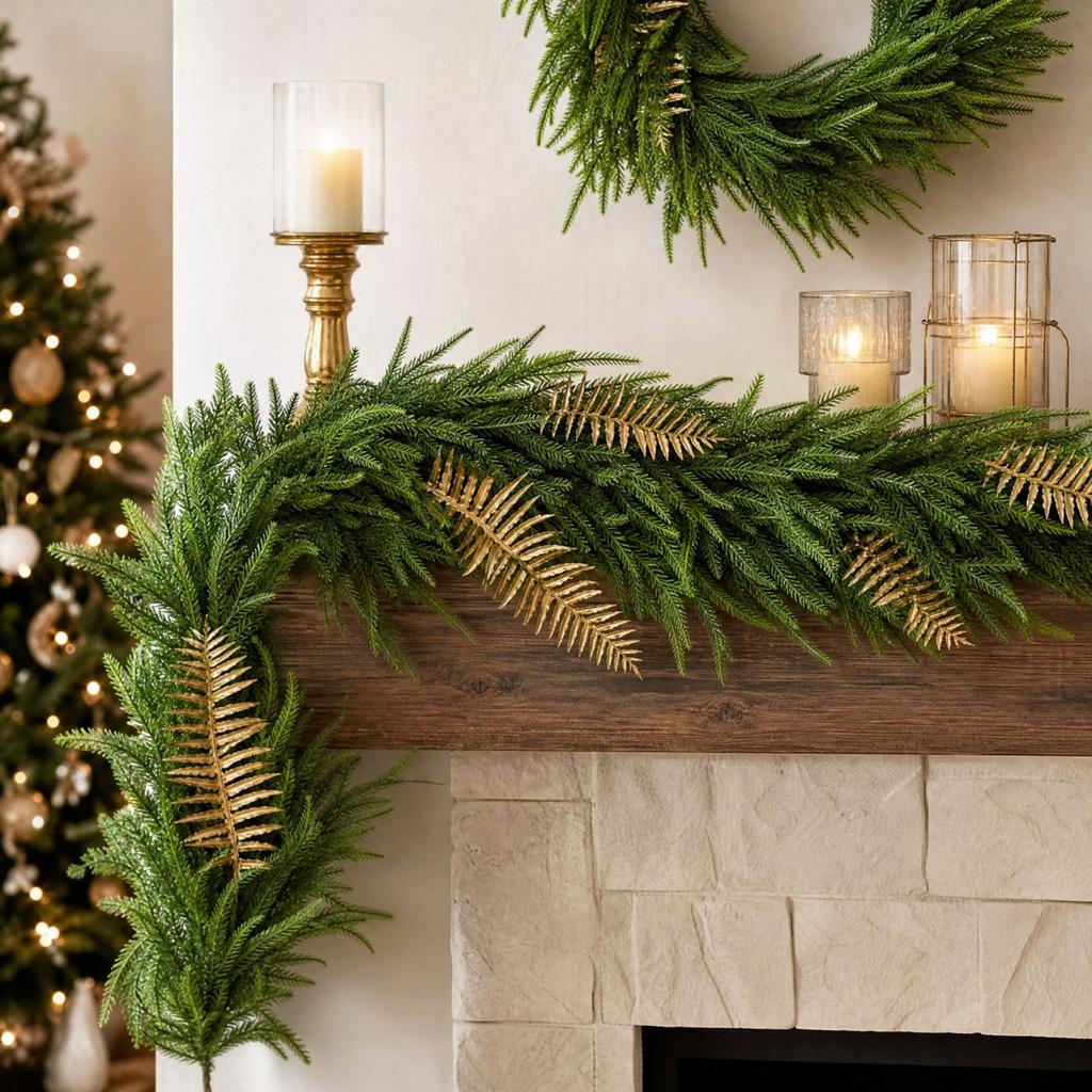 1.8m Artificial Christmas Garland with Green Needles for Window Display Holiday Decor