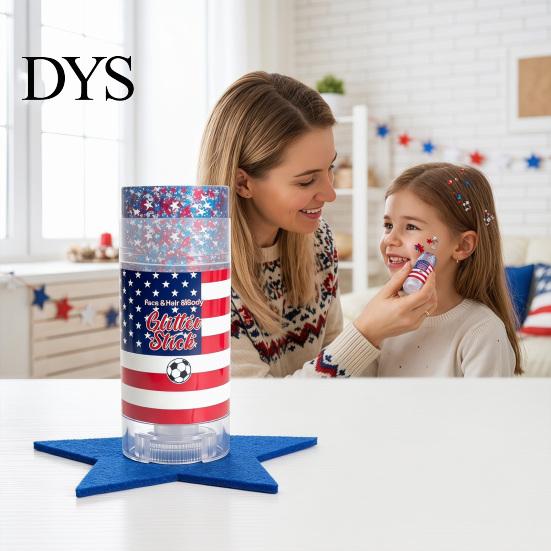 Independence Day Glitter Patriotic Red White and Blue Body Stick, 4th of July Accessories for Women Kids, Sparkling Self-adhesive For Face Hair