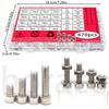670 PCS Stainless Steel Hexagon Nut and Bolt Combo Set - M3, M4, M5, M6 Hex Heads - Includes Flat Washer Wrench