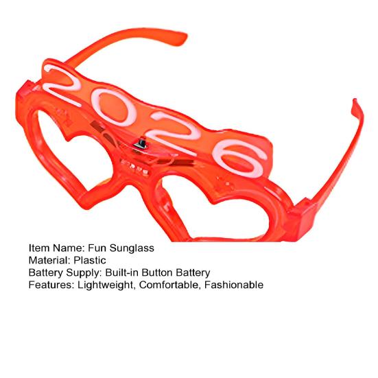 Fun Sunglasses LED Light Up Heart Glasses Glow in The Dark Party Eyewear for Concerts Nightclubs Raves