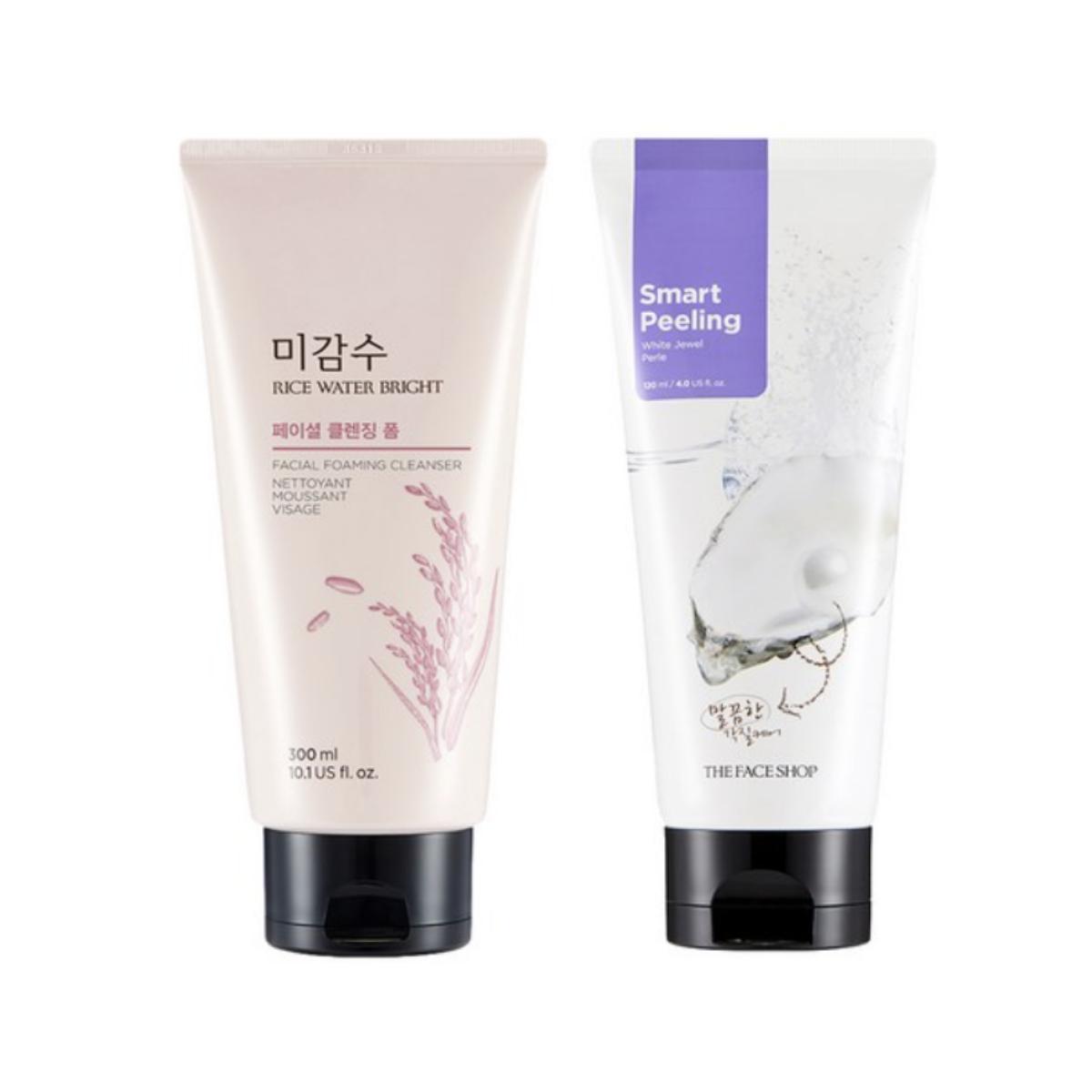 THEFACESHOP Smart Peeling White Jewel Perle Skin Exfoliator 120 мл Foam 300ml +Peeling 120ml