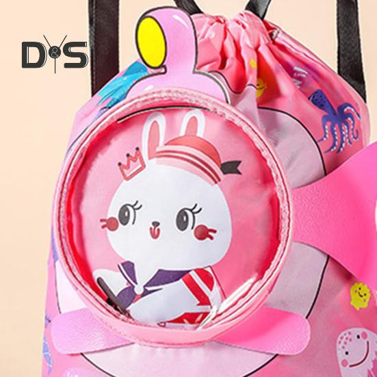 Kids Swim Bag Cartoon Printed Drawstring Backpack Lightweight Beach Swimming Pool Gym Bag Waterproof Sports Storage Pouch