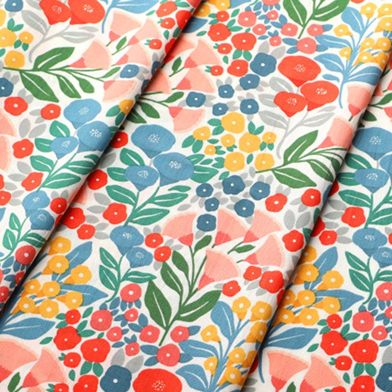 100x150cm French Sweet Floral Fabric Pure Cotton Printed Poplin Fabric Girl Dress Clothing Fabric Handmade DIY Accessories
