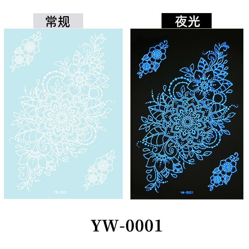 Blå Selvlysende Blonde Tatoveringsklistremerke Vanntett Midlertidig Tatovering Bryllup Ferie Tatovering