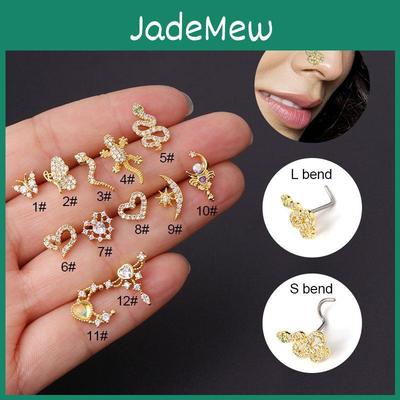 Naso Zirconia 1pz Anello Cubico Raffinato Stud per Naso in Acciaio Inossidabile Orecchino per Cartilagine Piercing Helix Gioielli