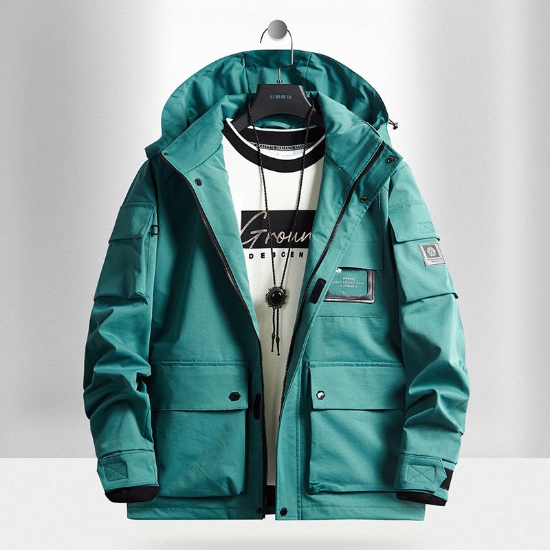 Youth Yellow Japanese Cotton Windbreaker with Flap Pockets - Spring & Autumn Loose Fit Jacket