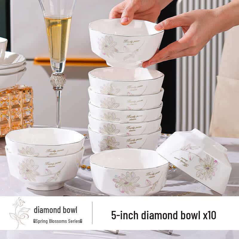 Zhi Shi Spring Blossom Diamond Ceramic Dining Set