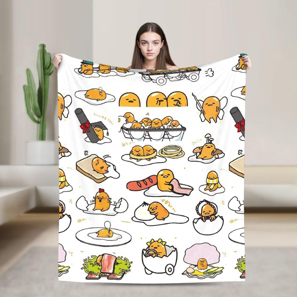 Gudetama Roztomilé Vajíčko Kreslenádeka Flanelová Ultra-Měkké Deky na Cestování Letadlem Ložnici Prošívanádeka
