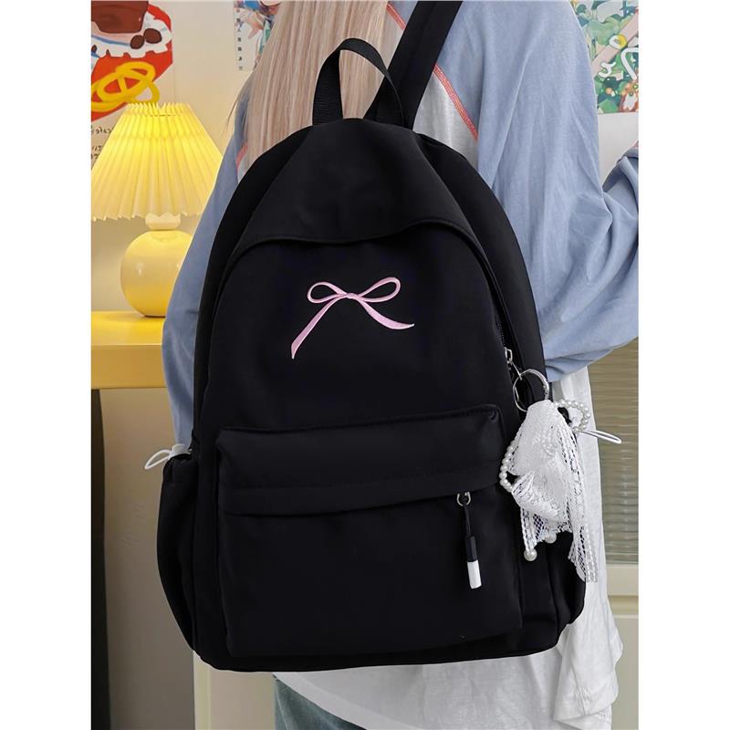 Schoolbag Bow School Bag Girls Japanese ins Style Simple College Student Backpack Lightweight Fashion High School Backpack Women