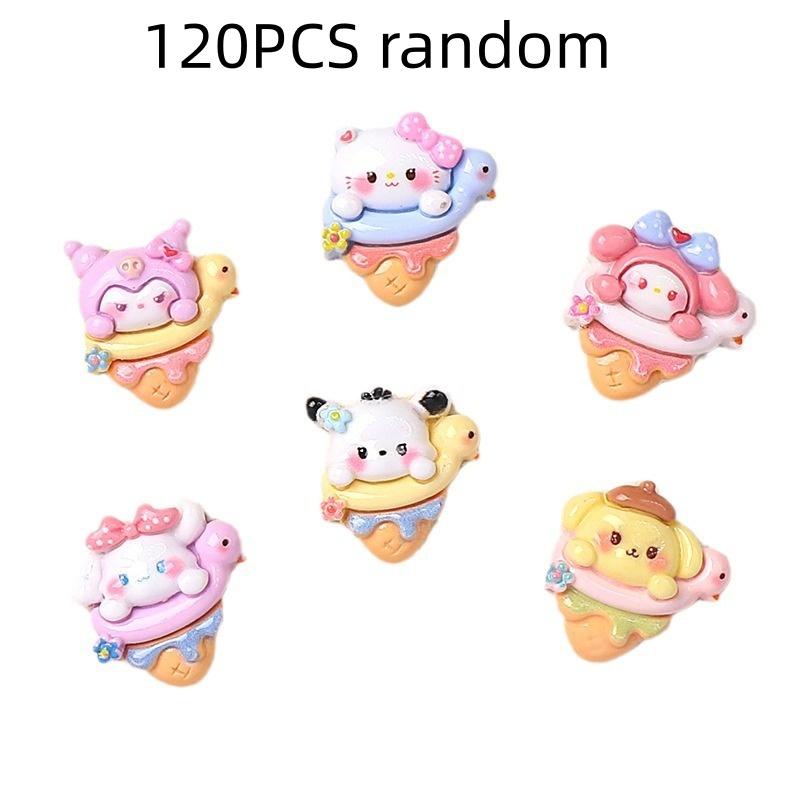 24/120PCS DIY Resin Accessories, Ice Cream Handmade Accessories, Hair Clips, Cream Glue Patches, Shoe Buckles, Accessories
