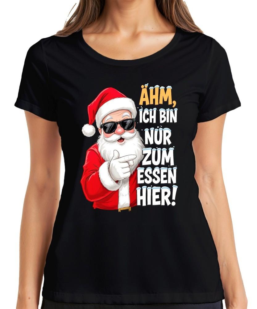 Um Im Just Here To Eat Santa Claus Funny Santa Claus Ladies Tshirt