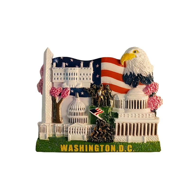 America Washington edifici simbolo 3D Stereoscopico Souvenir turistici Pittura in resina Decorazione casa Magneti da frigorifero