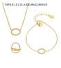 Exquisite Niche Zirconium Titanium Steel Jewelry Set: 18k Gold Plated Ring, Bracelet, and Temperament Necklace.