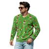 Men's Casual Street Loose Fit V-Neck Christmas Print Shirt