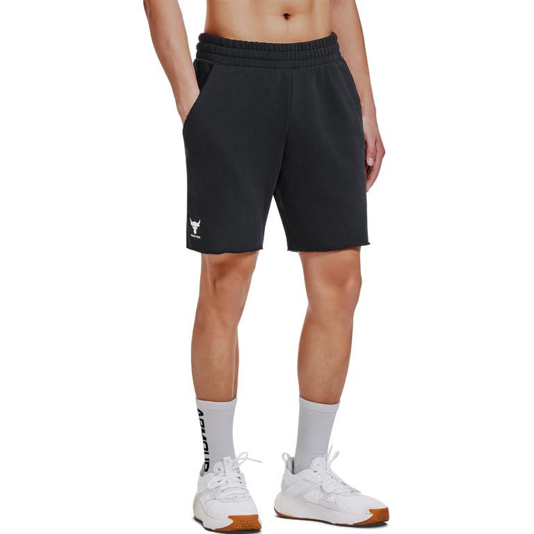 Under Armour Project Rock Einfarbige Lässige Trainings-Mittelhohe Gerade Bein Sports-Shorts Herren-Shorts Schwarz 1383186-001