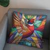2D Colorful Stained Glass Pheasant Pattern Pillow Cover Pattern Cushion Cover Suitable For Sofa Bedroom Car Pillow Cover
