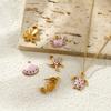 5Pcs 304 Stainless Steel Ocean Jewelry Charms 18K Gold Plated Pink Enamel Marine Turtle Seahorse Pearlized Pendants DIY Necklace