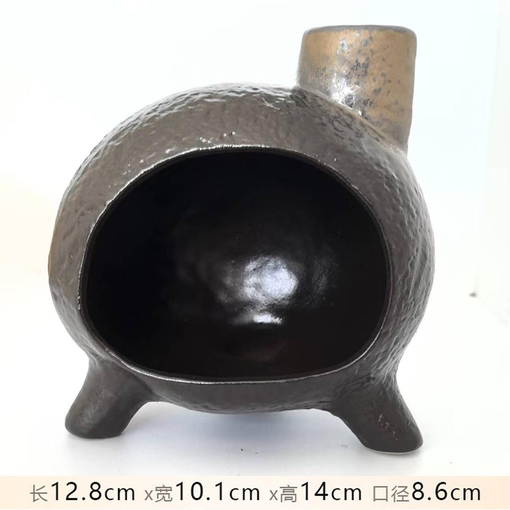 Handmade Ceramic Tabletop Chimney Incense Burner Painted  Chiminea For Incense Cones Charcoal Sage or Palo Santo Burning Holder