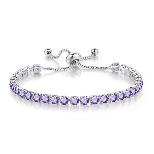 Adjustable Colorful Birthstone Tennis Bracelet for Women Multicolor CZ Crystal Wedding Birthday Gift Hand Jewelry