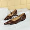 Fashion Korean Simple Women's Single Shoes With One Straps Comfortable Sloping Heels Shallow Tip Toe Low Heels Versatile Hand-Grabbing