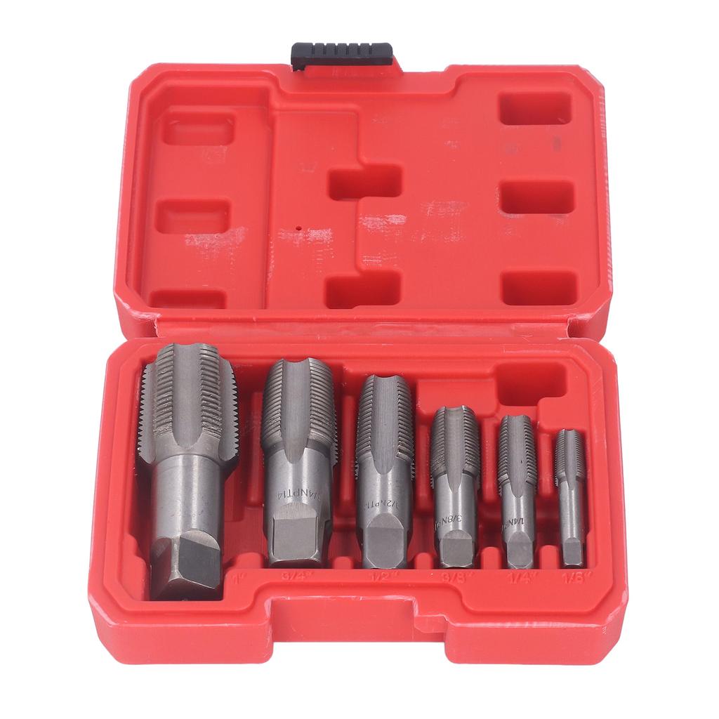 6Pcs Pipe Tap NPT 1in 3 4in 1 2in 3 8in 1 4in 1 8in Carbon Steel Thread Tapping Tool Kit for PVC Pipe