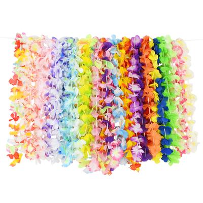 36-100pcs Hawaiian Artificial Flower Leis Garland Necklace Hawaii Luau Summer Tropical Party Decoration Wedding Christmas Wreath