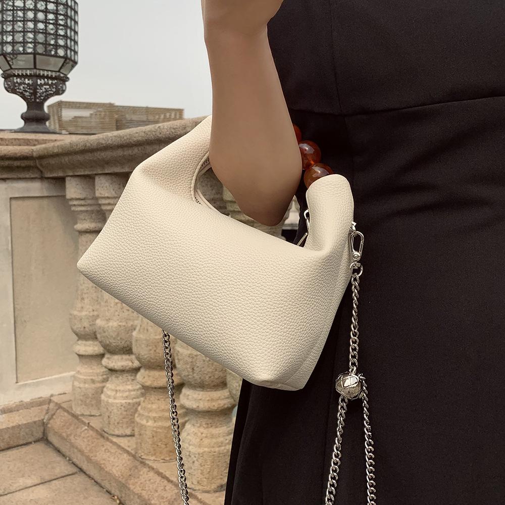 2024 Summer New Niche Beaded Handheld Lunch Bag, Chain Bag, Fashionable Versatile Dumpling Bag, Single Shoulder Crossbody Bag