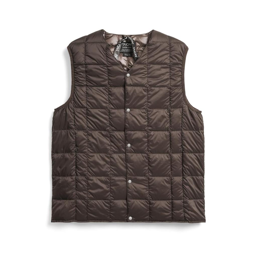 Taion L Button Inner Down Vest Men's D.CHOCO V-Neck