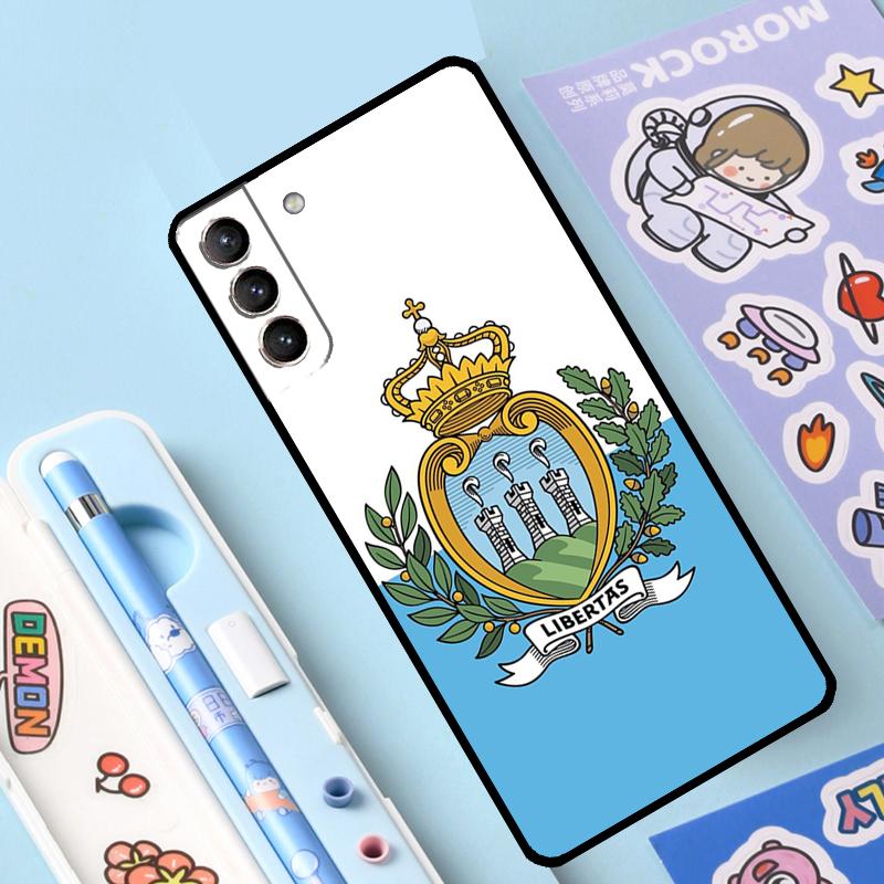 San Marino Flagge Fall für Samsung Galaxy S23 S22 Ultra S21 Plus S8 S9 S10 Hinweis 10 20 Ultra S20 FE S21 FE Abdeckung