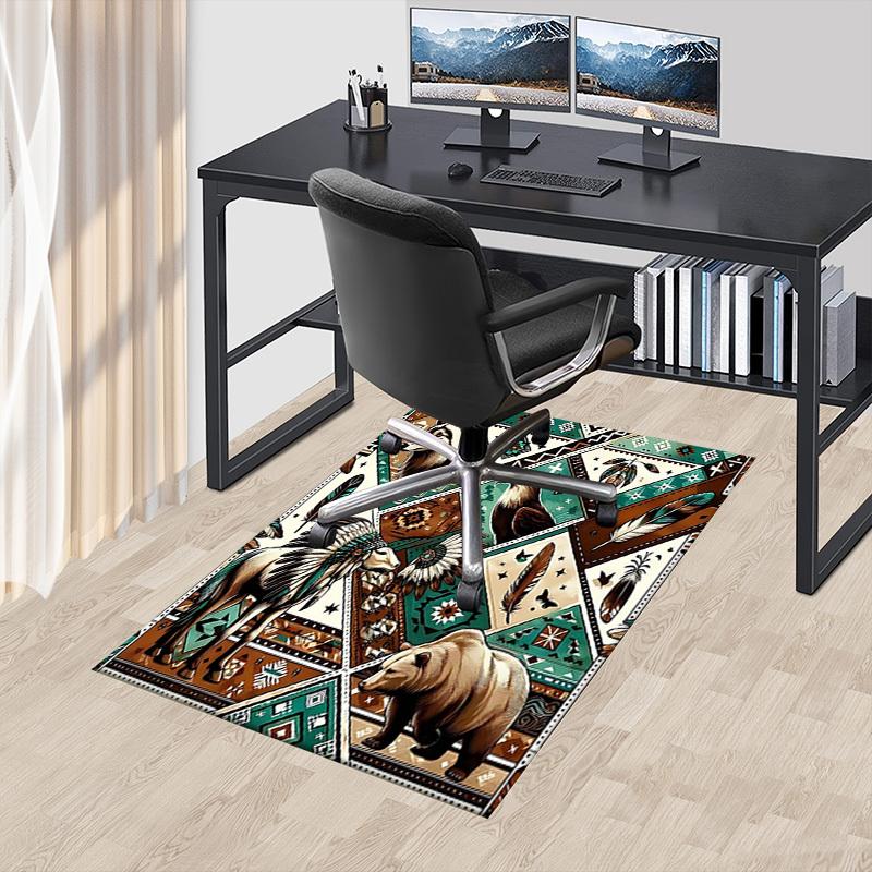 1PC Native American, Wildlife Non-Slip Floor Carpet Compatible for Office&Living Room&Bedroom&Dining room - Flat- Soft & Pattern, Vibrant Colors-W240