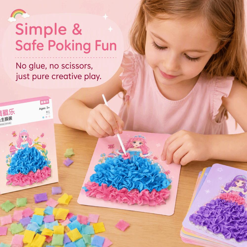 Creative Puzzle Puncture Painting Kit DIY Craft Fabric Poking Art Poke Drawing Craft Dress Up