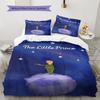 Kleiner Prinz Mond Bettwäsche Steppdecke Set Bettbezug Kissenbezug Heimdekoration Geburtstagsgeschenk (1 Bettbezug + 2 Kissenbezüge, ohne Füllung)