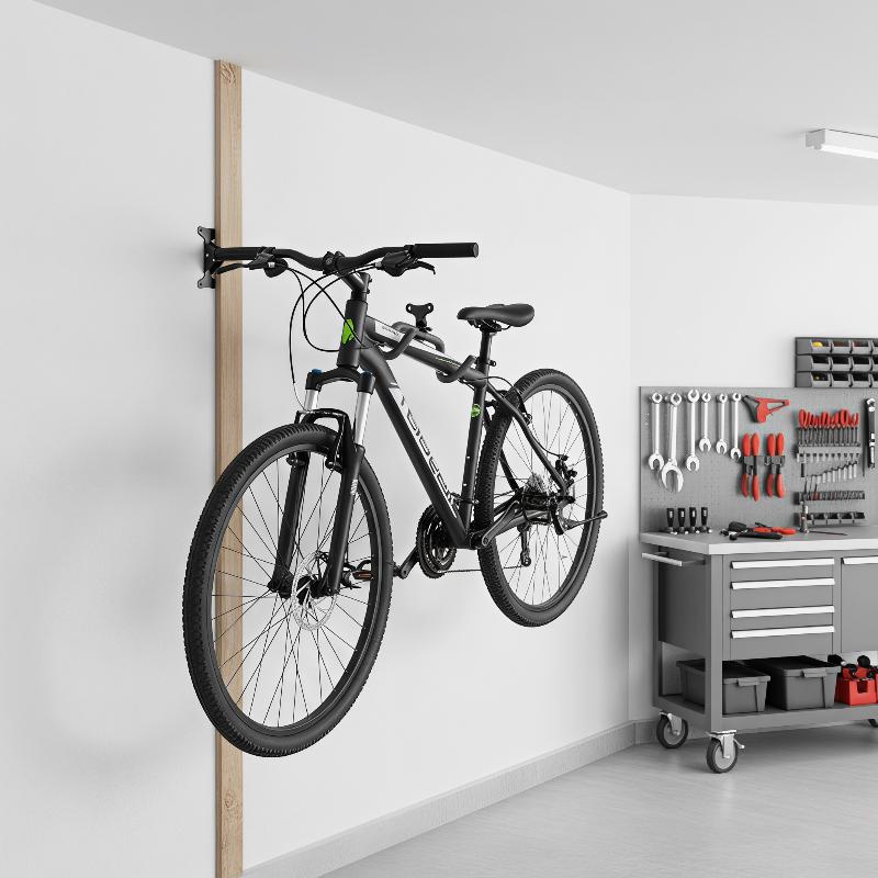Fahrrad-Wandhalterung spart Bodenfläche Stabiles Fahrrad-Aufhängesystem für kleine Heimgaragenlagerung
