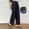New Arrivals Open Run Women Semi Wide Stretch Dark Blue Casual Jeans
