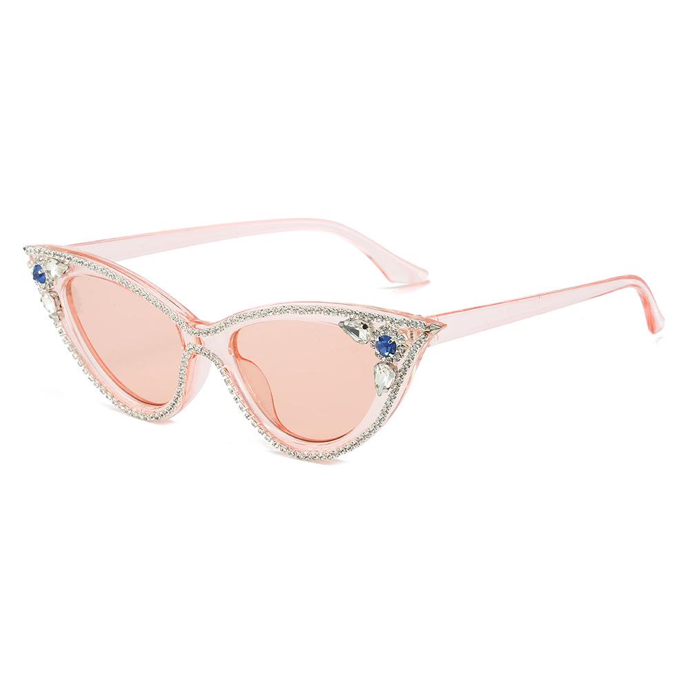 Gafas de Sol Ojo de Gato 2023: Moda Europeo-Americana, Estilo de Celebridad con Cadena de Diamantes, Inspirado en el Hip-Hop, Hecho a Mano para Mujer.