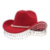 Sparkling Rhinestones Belt Western Cowboy Hats In Comfortable Woolen For Music Festivals And Outdoor Adventures