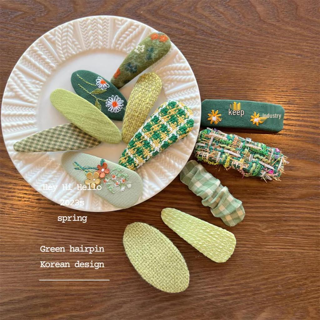 Koreanische Grüne Serie Niedliche & Vielseitige Kinderstoff-Haarspangen
